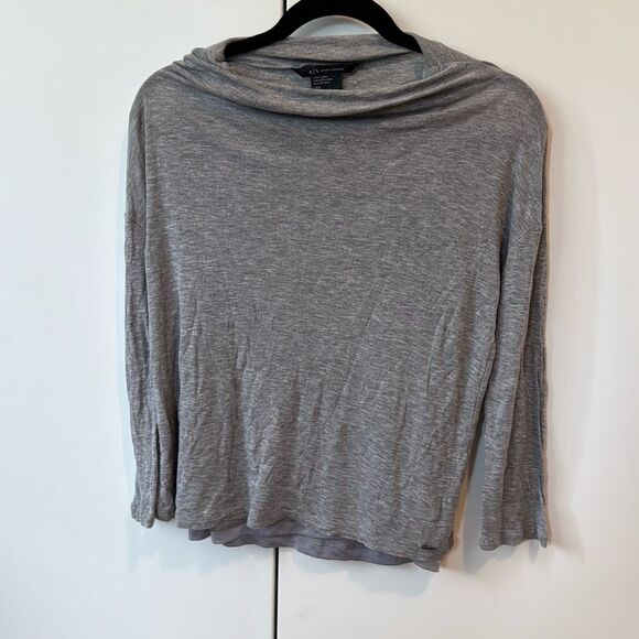 Armani exchange gray blouse with silk like under tank top size large - Picture 1 of 8